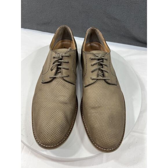 Clarks Atticus Perforated Oxford Shoes Leather Casual Men SZ 11.5 Taupe Lace Up - Picture 8 of 13
